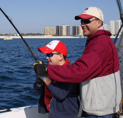 Orange Beach Alabama fishing with father and son