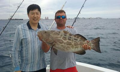 Nice black grouper caught deep dropping