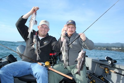 Capt. Andy Martin and Travis Sallander of Brookings hold the results of a double-double.