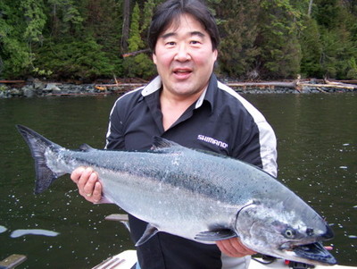 The photo of week shows Ron Wakita with a Kitimat ocean feeder �Winter Spring� (Chinook-King) Salmon landed in the Kitimat Harbour on Friday, November 27, 2009. The fish weighed 24-pounds. I made a video clip of this catch. Please scroll below for �