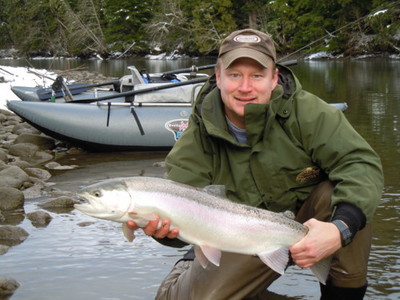 Photo of the Week: Current Winter Steelhead:  Angler Dennis Therrien poses his