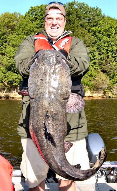 Luke Higemann with his 41lb Lake Wisconsin Catfish