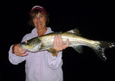 Angela Labauve's night fly snook (Capt. Rick Grassett)