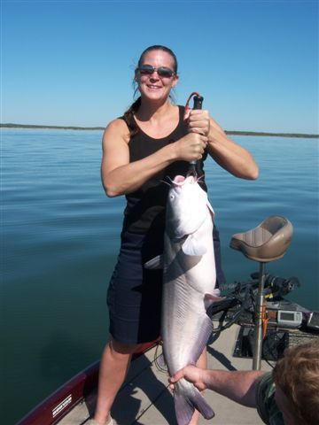 Angela with a 21 lb. Blue catfish on 10/25/2008