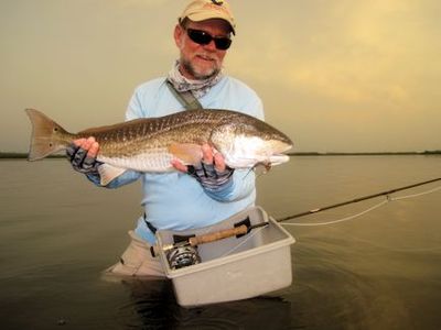 Capt. Rick Grassettt Pine Island Sound fly redfish. Capt. Rick DePaiva photo.