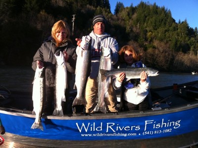 Clients of guide Andy Martin with a day's catch of winter steelhead from the Chetco.