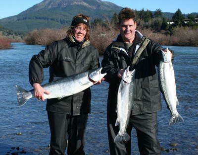 Wild Rivers Fishing clients with three Chetco River steelhead caught Dec. 23.