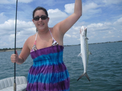 Claire Moody shows off a Spanish mackerel