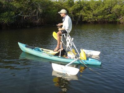 The Stand-N-Fish aloows kayak anglers to enjoy the sight fishing benefits of larger craft
