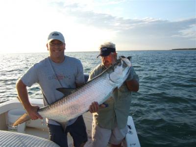 Brian and Capt. Tom holding a 80 lb tarpon