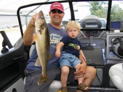 My son Cameron and I after his 1st trip in the boat!