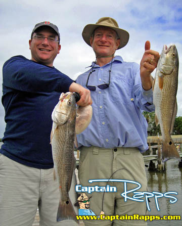 Dave and Barry with Redfish caught on a Captain Rapps Fishing Charter in Chokoloskee