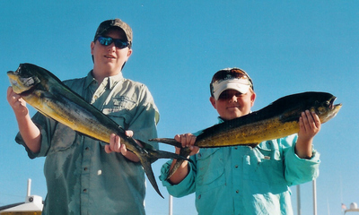 David & CJ with theirdolphin catches.