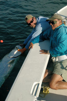 Dennis Ondercin, from Middleburg Heights, OH,  caught and released this 95-pound tarpon off Siesta Key while fishing with Capt. Rick Grassett.
