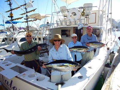 Mike Brown and friends from Montana were happy on the return to the dock, to report a striped marlin release estimated at 150 lbs and to six yellow fin tuna between 20 to 30 lbs as well as a much desired wahoo, all caught aboard Valerie ten miles from S