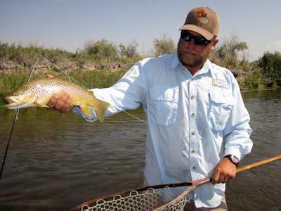 Crane Meadow Lodge guide Dave King with a Beaverhead brown