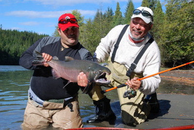 The photo of the week shows Rob Vodola posing Henry Waszczuks Coho. I was fishing with my friends Henry Waszczuk, his wife Mary and Rob Vodola on the Kalum River on September 29th. We were targeting Coho and we found them. It's been about 15 years since