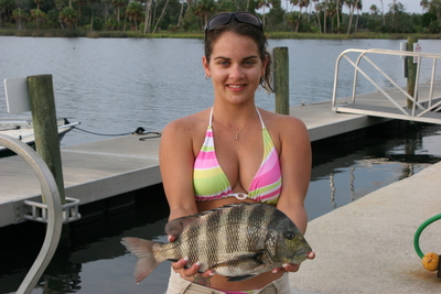 Lindsay smith with her first sheepshead