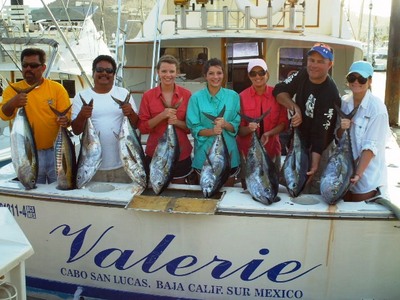 James Kiser and his daughters from Cypress, TX, were furiously busy reeling in twenty seven yellow fin tuna, albeit forty two miles out on the pacific side...
