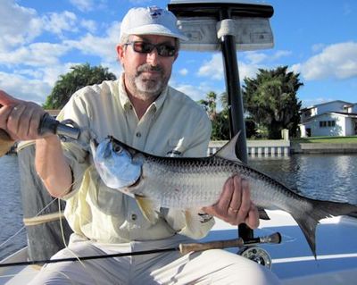 John Evan's Sarasota fly juvenile tarpon caught and released with Capt. Rick Grassett
