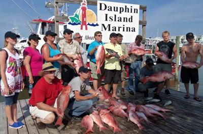 330 lbs. of nice red snappers caught aboard the Lady Ann