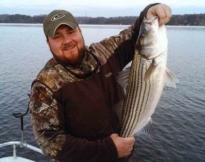 One of nine striped bass caught on this Lake Lanier Fishing Charter.