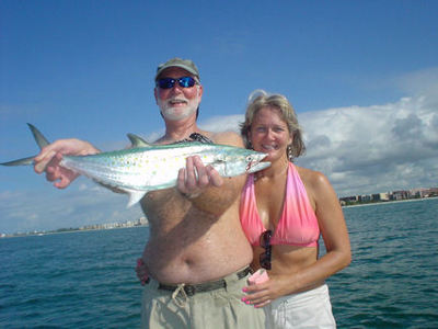 Luther Penny, from NC, with a nice Spanish mackerel caught and released on a fly while fishing the coastal gulf off Siesta Key with Capt. Rick Grassett.