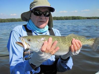Nick Reding, from Longboat Key, FL, waded a Sarasota Bay flat and caught and released this nice trout on a Grassett Flats Bunny fly while fishing with Capt. Rick Grassett.