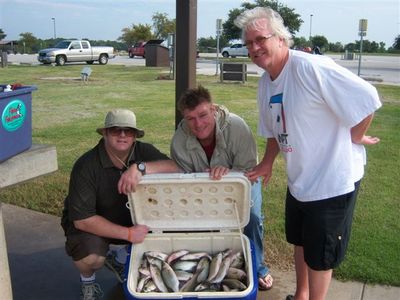 Rob, Eden and Bob with limits of white bass
