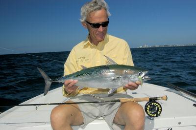 Robert Bryant, from Greensboro, NC, with a Sarasota fly caught albie