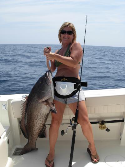 Melanie Barber with her 43 pound grouper