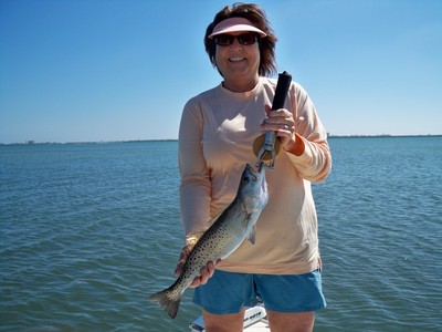 Suzanne with her first trout!