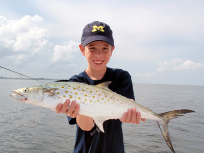 Little ten year old Josh was all smiles while on a non-stop mackerel bite