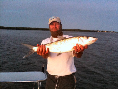 An average size Islamorada bonefish at sunset.