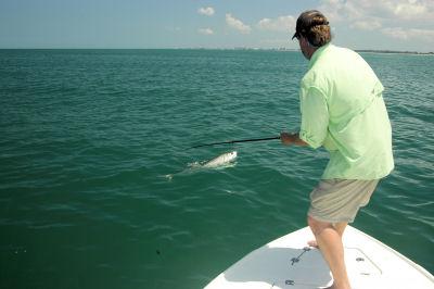 Hal Lutz fighting fly tarpon