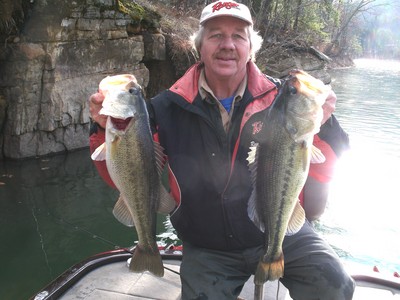 A nice pair of jig caught Guntersville bass, a 5 & 7 pounder