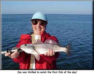 Jen was thrilled to catch the first fish of the day!