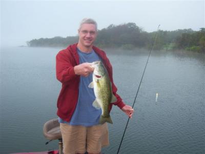 Jim with a nice top water fish on 10/16/07
