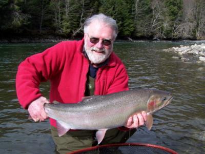 The photo of the week shows me with a beautiful, bright female Steelhead landed and released on the Kalum River last week.  It was a GREAT day fishing!