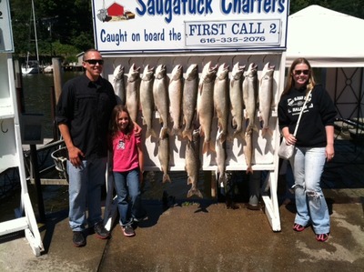 16 fish -- 15 lake trout and a brown trout