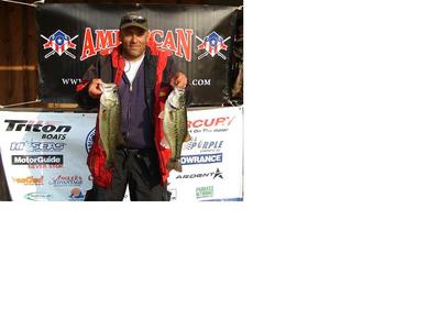 Photo of Leesville, La  angler, Tony Clemens, with part of his first place Toledo catch of 15.74 lbs in Saturday's ABA District 45 event