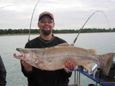 Lake Michigan charter fishing trip for huge brown trout